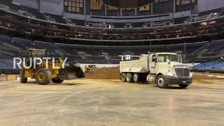 1.6 million kg of dirt dumped inside Staples Center ahead of full-capacity Monster Jam truck event