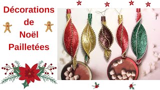 Décorations de Noël à Suspendre en Mousse Pailletée