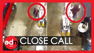 That Was Close! Woman Almost Hit By Flying Gas Nozzle At Petrol Station in Tasmania