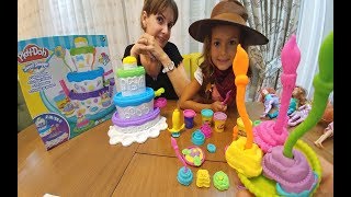 PLAY DOH KEK VE PASTA FABRİKASI, ELİF kovboy oldu en güzel keki kim yaptı,toys unboxing