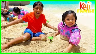 Family Fun Day at the Beach and playing with Sand!