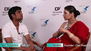Vansh Aggarwal CLAT 2016 AIR 2 & Delhi topper in an Interview with clat possible MD Surabhi Sahai