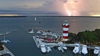 Harbour Town Hilton Head Island Lighthouse Sunset by Drone