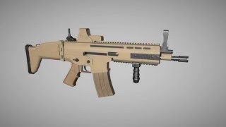 Scar game Lowpoly 3d model / Низкополигональная игровая модель штурмовой винтовки Scar