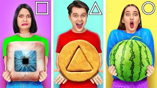 TANTANGAN MAKANAN GEOMETRIS || Makan Satu Bentuk Saja! Yang Terakhir Makan Menang oleh 123 GO Like!
