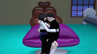 Sims 2 Lapsitting kiss sofa (Elimma x Jenan) school uniform adults