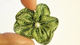 DIY FIVE PETAL RIBBON FLOWER - FOLDED - TUTORIAL