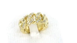Miami Cuban Design Ring 14K Yellow Gold Genuine Diamond Celeb Rapper Wear Class