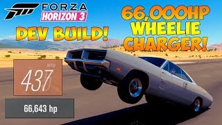 Forza Horizon 3 - 66,000 CHARGER WHEELIE CAR REMAKE! DEV BUILD 66,000HP 450MPH!
