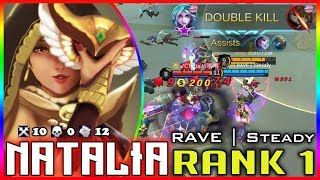 Top 1 Natalia 4445 Matches with 84% win rate [RAVE | Steady] mobile legends build & gameplay