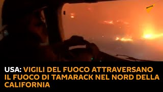 USA: vigili del fuoco attraversano il fuoco di Tamarack nel nord della California
