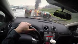 Maserati горит, ДТП, Ростовская набережная, 16.04.2017
