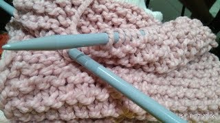 МК по вязанию розовой бесшовной шапочки. Платочная вязка. Начало