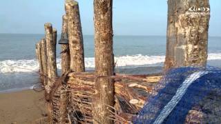 Normandie. Grandes marées à Blainville-sur-Mer - Manche -  11 mars 2016