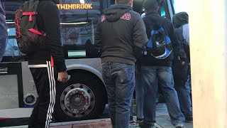 Passengers boarding Bus C4 to Twinbrook Metro Station (Adidas Tiro 13 Pants)