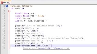 Tutorial C : program sederhana menghitung volume tabung
