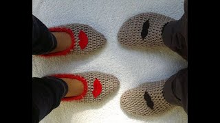 Tığ işi patik yapılışı - (How to make crochet slippers)