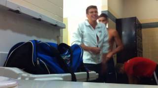 What swimmers do in the locker room