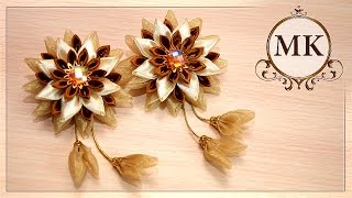 Зажимы для волос. Канзаши.  МК ./ DIY. Kanzashi.  HairClip.