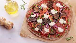 Веганская пицца с овощами и тофу. Постная пицца без сыра