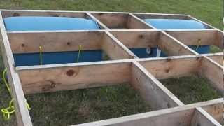 Building a floating raft (using barrels) with children's slide