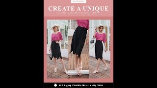 MIT Zigzag Flexible Waist Middy Skirt