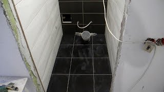 Укладка плитки на пол в туалете ч.2