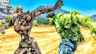 GTA 5 Моды: ТЕРМИНАТОР Т-600 ПРОТИВ ХАЛКА