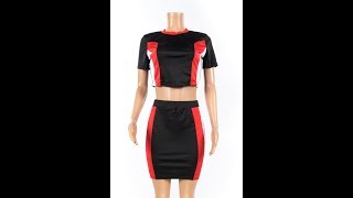 Sexy Fashion Women's Stitching Stripe Two-Piece Sets Wholesale