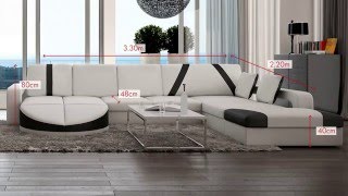 Canapé d'angle en simili MINTIKA- blanc ou noir