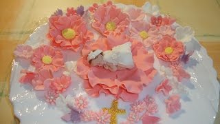 Украшения из мастики для торта на крестины/ Dekoration aus Fondant für Tauftorte