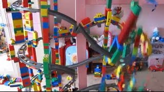 Big Crash: LEGO 11 level Train Circuit Falling down!