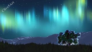Aurora Borealis with nebula with stars | Easy First Acrylic painting for beginners,#clive5art