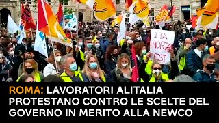 Roma: lavoratori Alitalia protestano contro le scelte del Governo in merito alla Newco