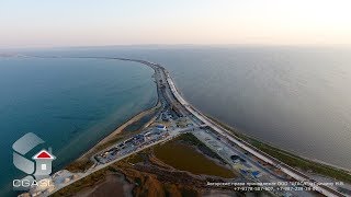 Аэросъемка строительства Крымского моста через Керченский пролив (Тамань, 2017)