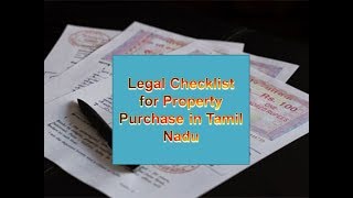 LEGAL CHECKLIST FOR PROPERTY PURCHASE IN TAMILNADU |