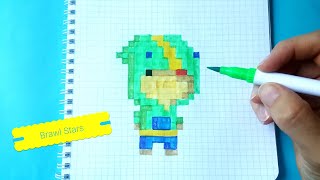 Как Рисовать Леона из Brawl Stars по Клеточкам/Como Dibujar a Leon de Brawl Stars Pixel art Tutorial