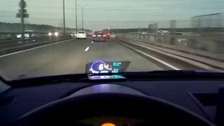 Car HUD at dusk (Проекционный дисплей как видно вечером)