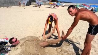 Buried in Sand Getting Up (Beach at Ursuf on Azov)