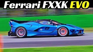 Ferrari FXX K + FXX K EVO at Monza Racetrack - Screaming V12 Engine, Backfires & Glowing Brakes!