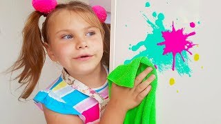 Adriana helps Mommy! Kids Pretend Play with Home Cleaning Toys fun for kids video