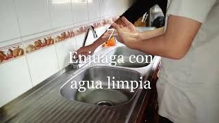 Lavado de manos y señalización en la cocina