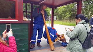 Czech man playing didgeridoo