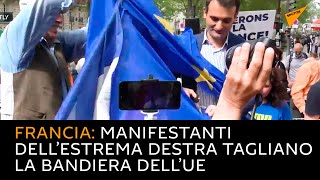 Francia: manifestanti dell’estrema destra tagliano la bandiera dell’UE