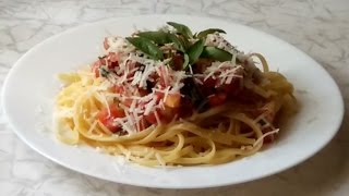 Паста с помидорами и базиликом/ Italian pasta with tomato and basil