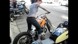 Priscilla rockin my Honda Dirt Bike Bobber