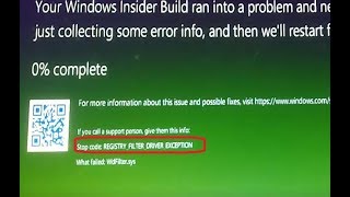 Fix Registry Filter Driver Exception WdFilter.sys failed Windows 10
