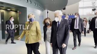 Germany: Merkel receives Italian President Mattarella at Chancellor's Office