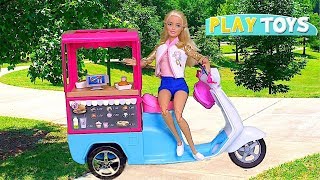 Barbie Girl Play Baby Doll Food Truck Toys! ?