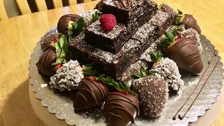 How to Make a Brownie Tower with Chocolate Covered Strawberries